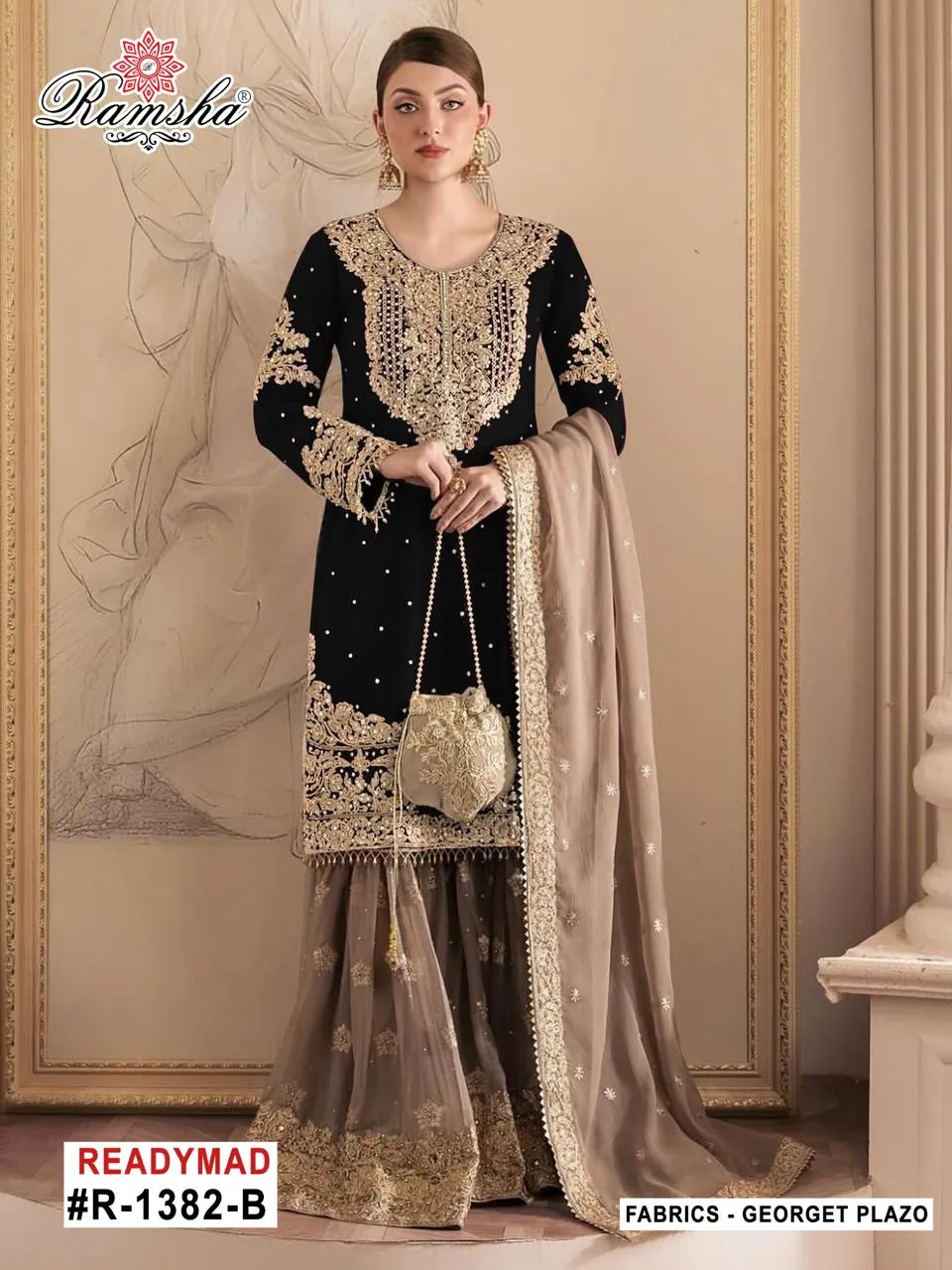 Ramsha 1382 Georgette Wholesale Pakistani Readymade Suit Collection