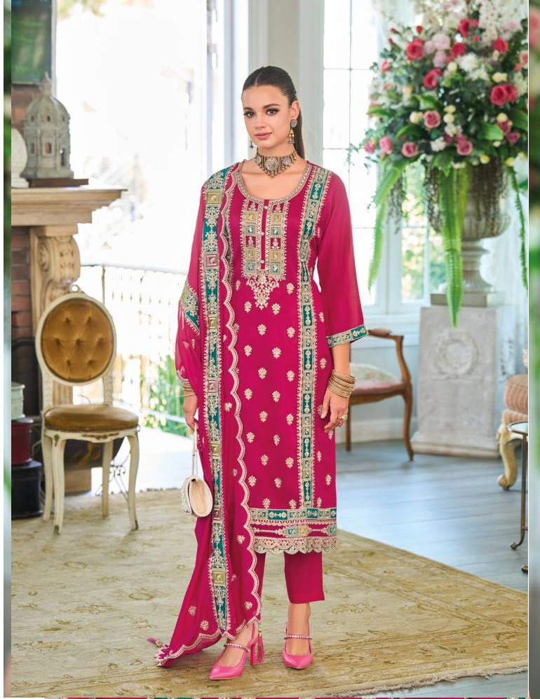 Eba Noura Chinon with Embroidery Work Wholesale Readymade Suits Collection