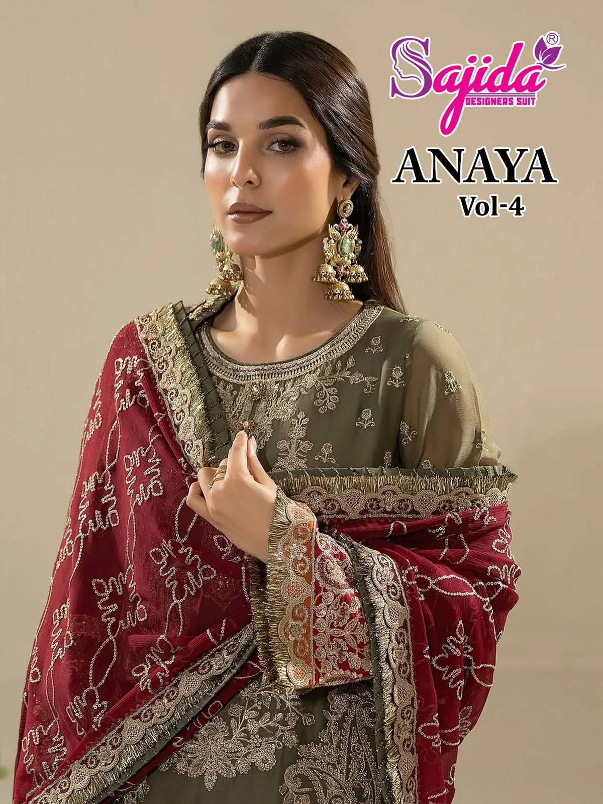 Sajida Anaya Vol 4 Georgette Heavy Embroidered Wholesale Pakistani Salwar Kameez Collection