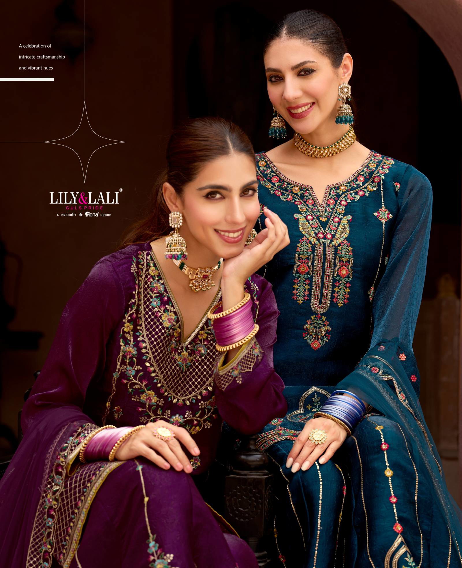 Lily And Lali Andorra Fancy Silk Embroidery Work Wholesale Kurti Pant and Dupatta Collection