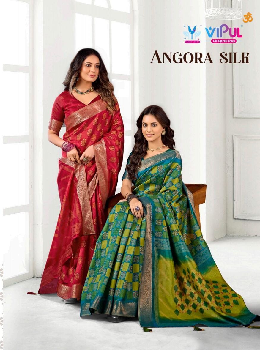 Vipul Angora silk 913I Silk Printed Wholesale Wedding Wear Saree Collection