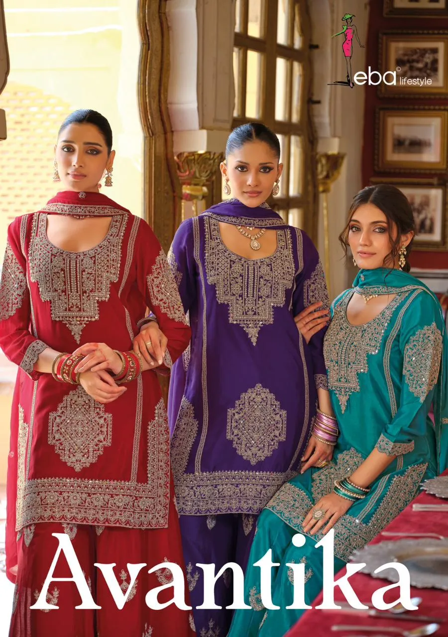 Eba Lifestyle Avantika Heavy Chinon Wholesale Designer Wedding wear Suit Collection