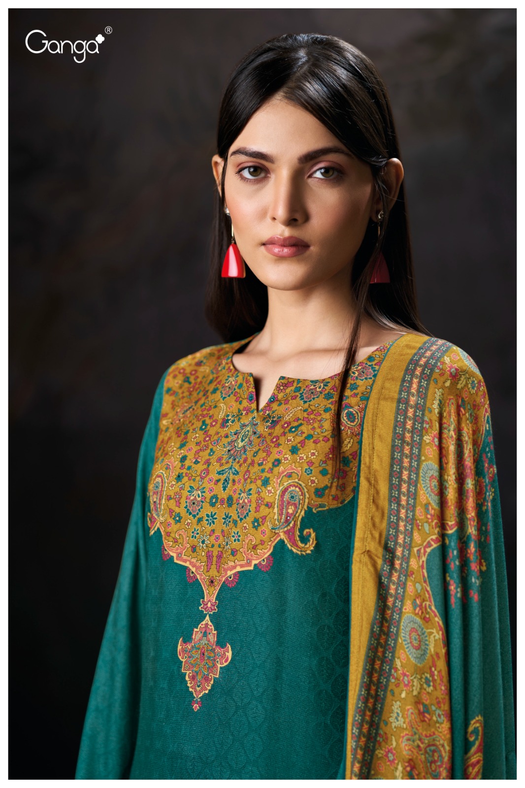 Ganga Ayira 3813 Wool Pashmina Jacquard Printed Wholesale Winter Wear Collection