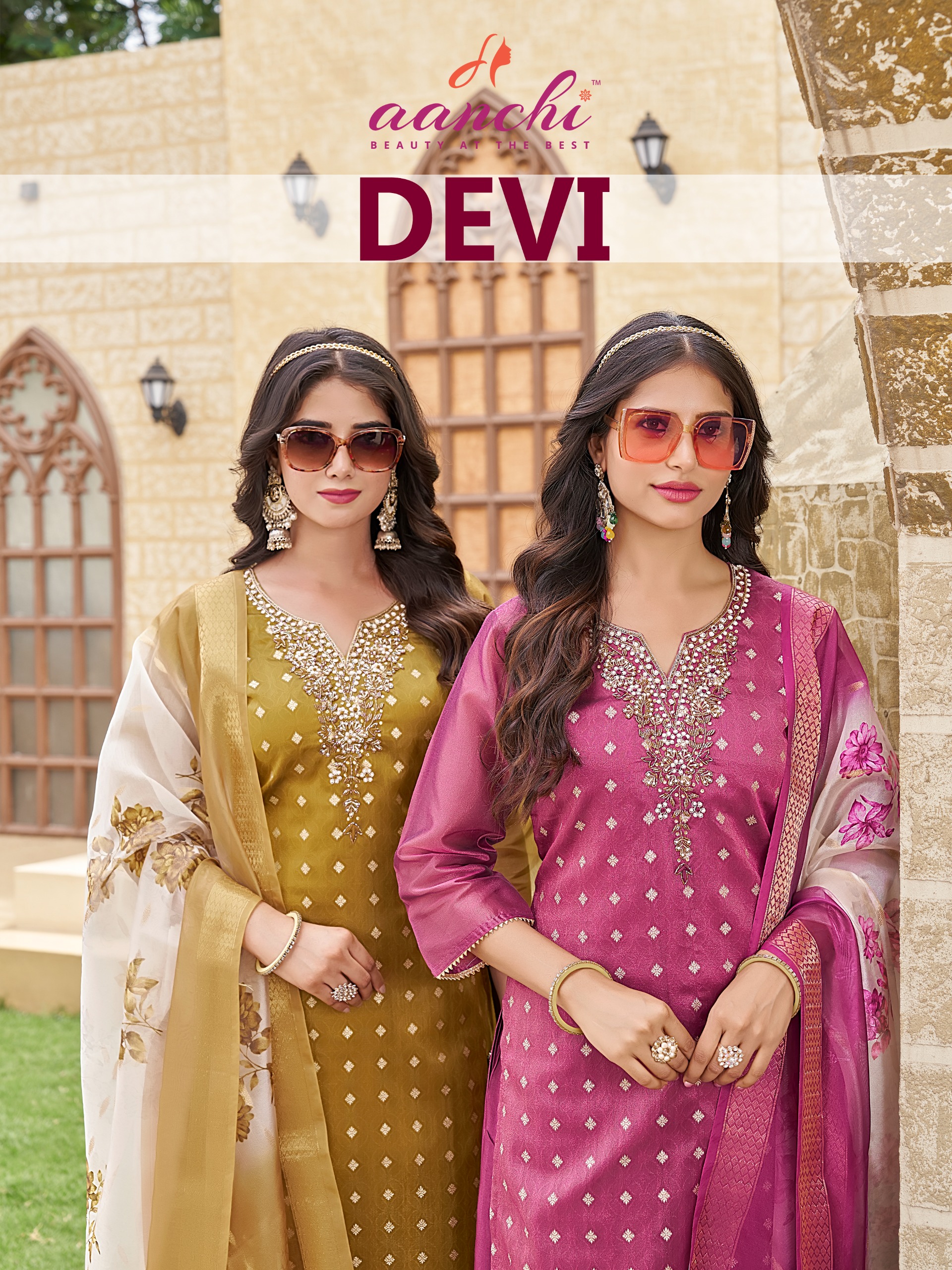 Aanchi Devi Shimmer Jacquard Wholesale Readymade Salwar Suit Collection