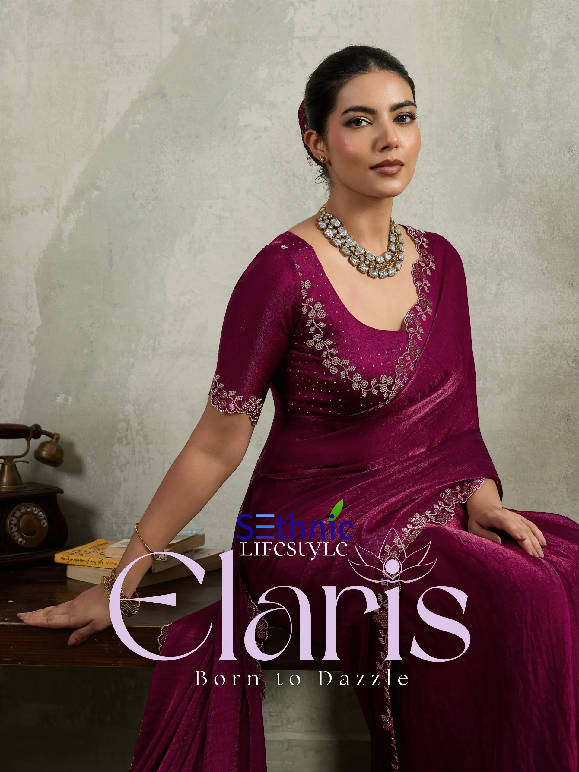 Sethnic Elaris Velvet Chiffon Wholesale Designer Party Wear Saree Collection