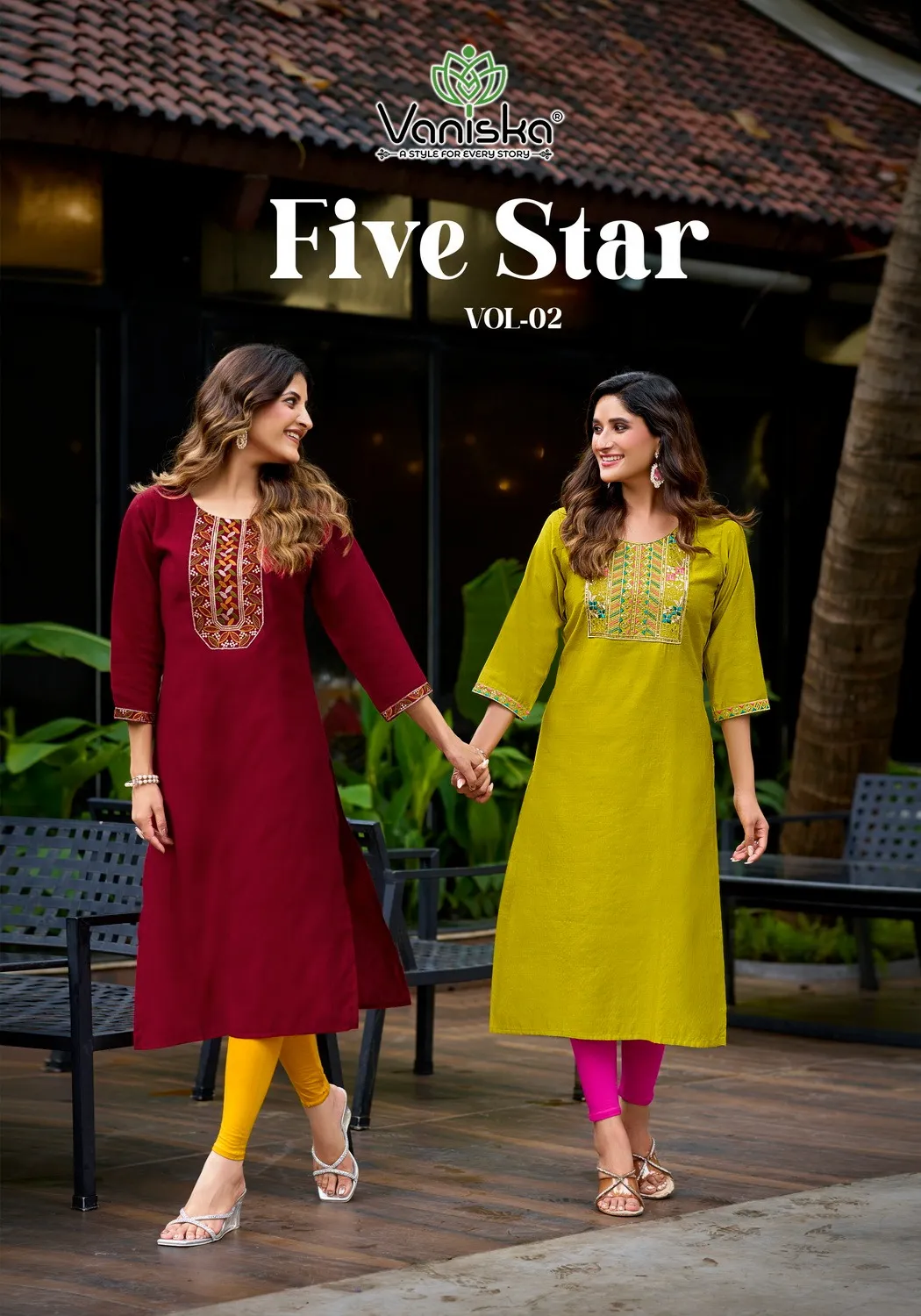 Vaniska Five Star Vol 2 Vatican Silk Embroidery Work Wholesale Kurti Collection