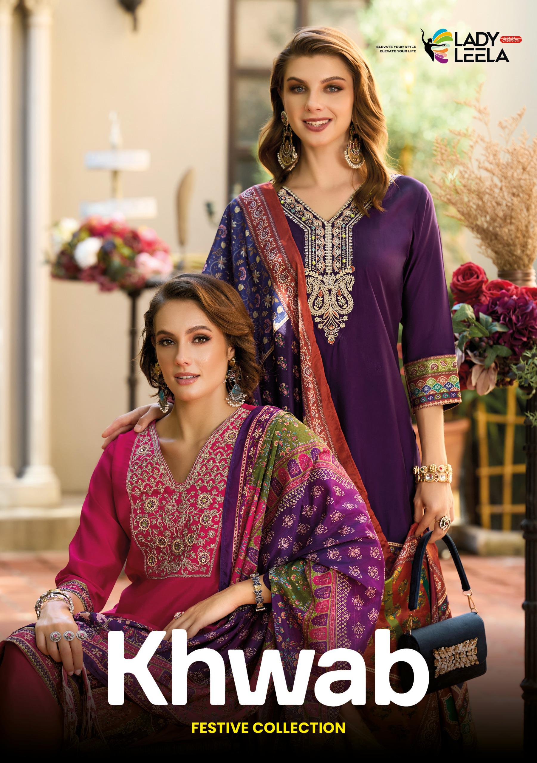 Lady Leela Khwab Viscose Silk Designer Embroidery & Handwork Wholesale Readymade Suit Collection