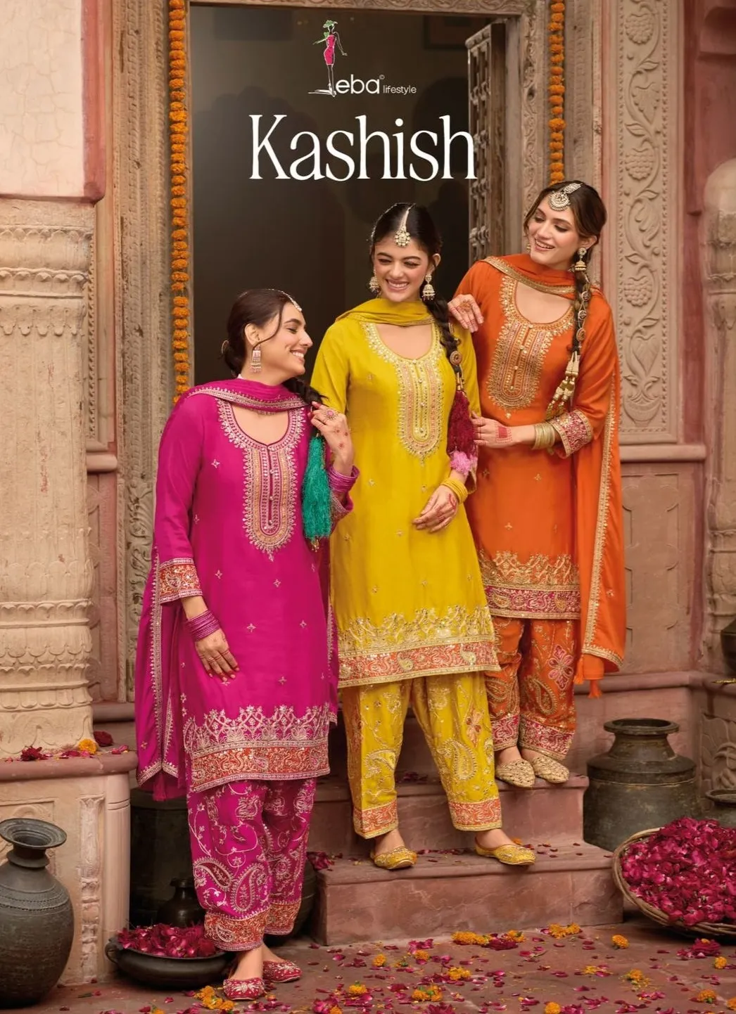 Eba Lifestyle Kashish Chinon with Embroidery Wholesale Designer Readymade Suit Collection