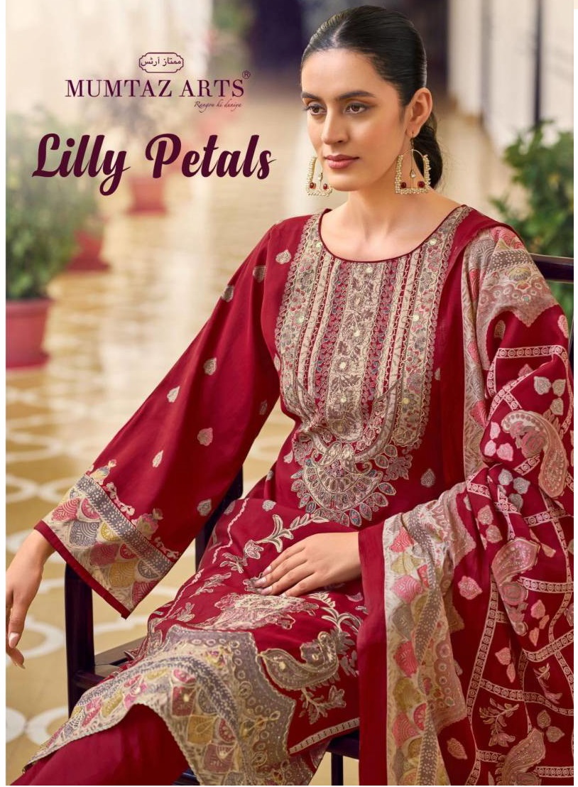Mumtaz Lilly Petals Modal Silk Print Foil Handwork Wholesale Dress Material Collection