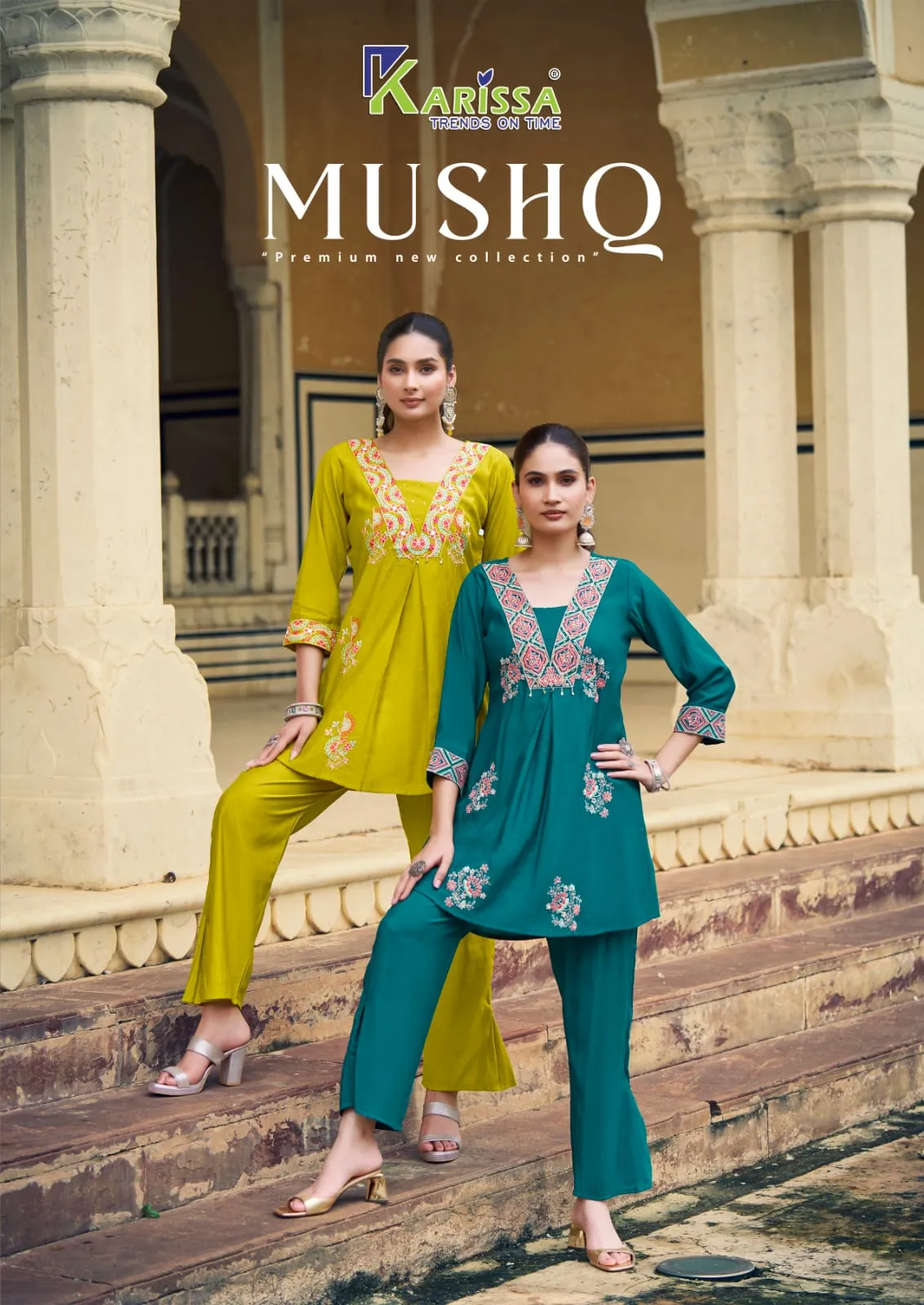 Karissa Mushq Premium pure Viscose Roman Wholesale Fancy Co-Ord Set Collection