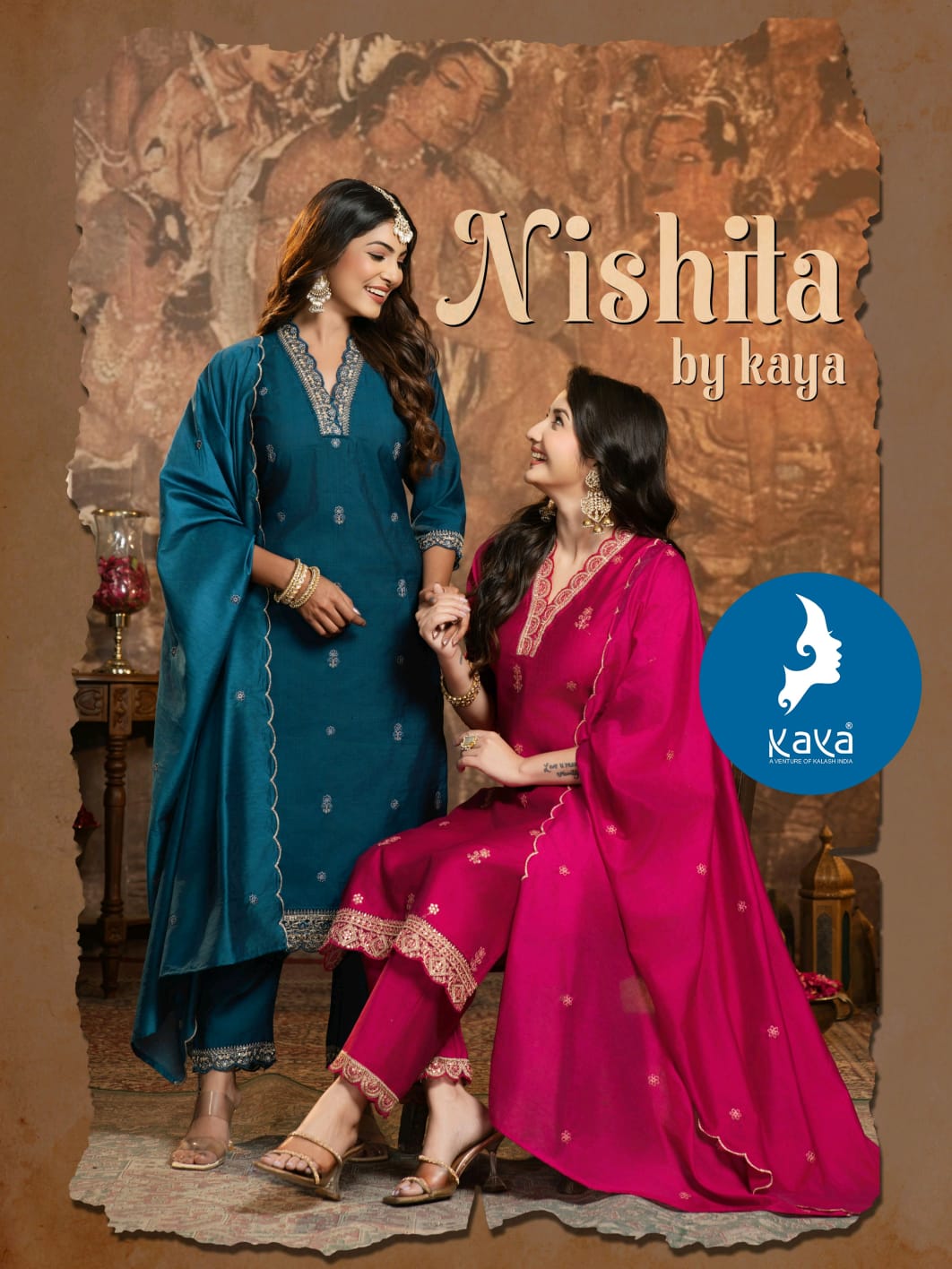 Kaya Nishita Vertican Festival Wear Wholesale Kurti Pant and Dupatta Collection