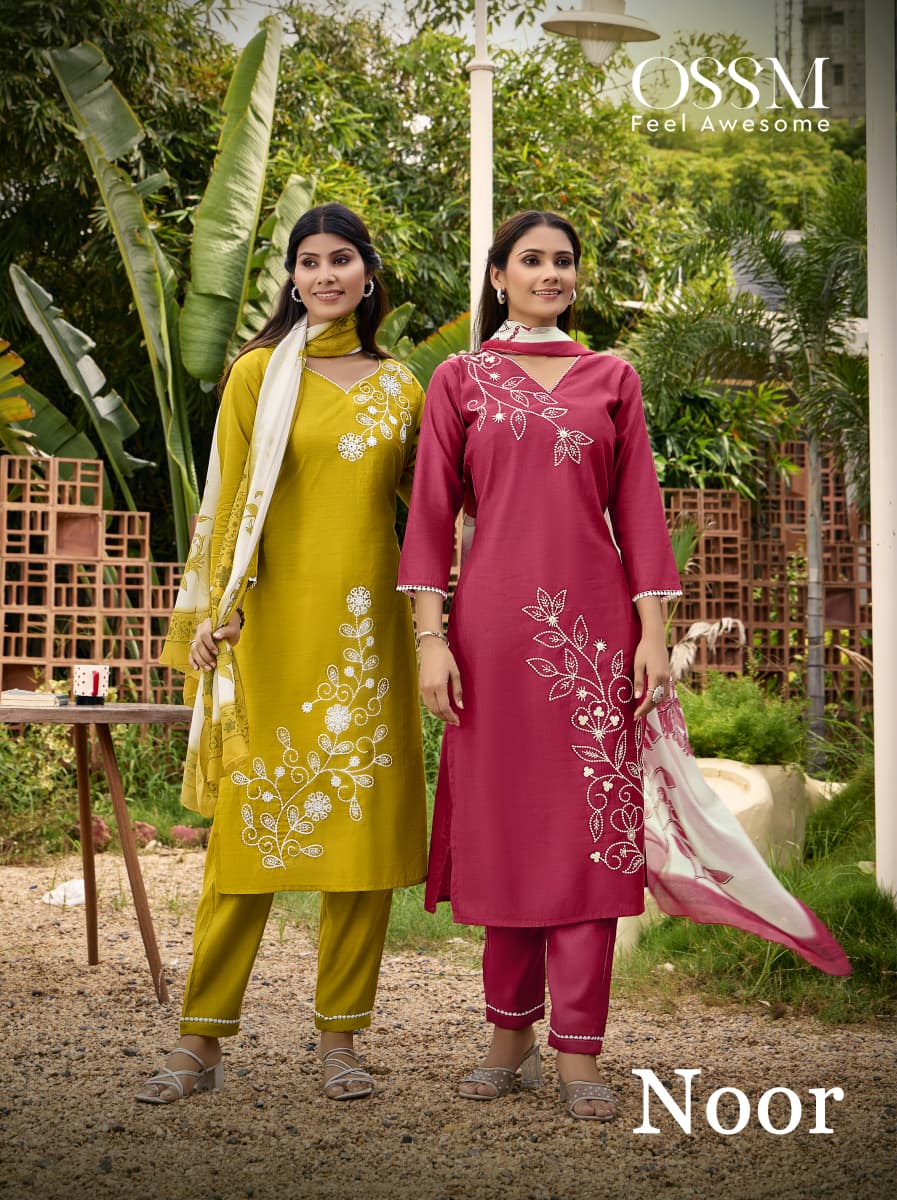Ossm Noor Viscos Vetican Silk Wholesale Readymade Suit Collection