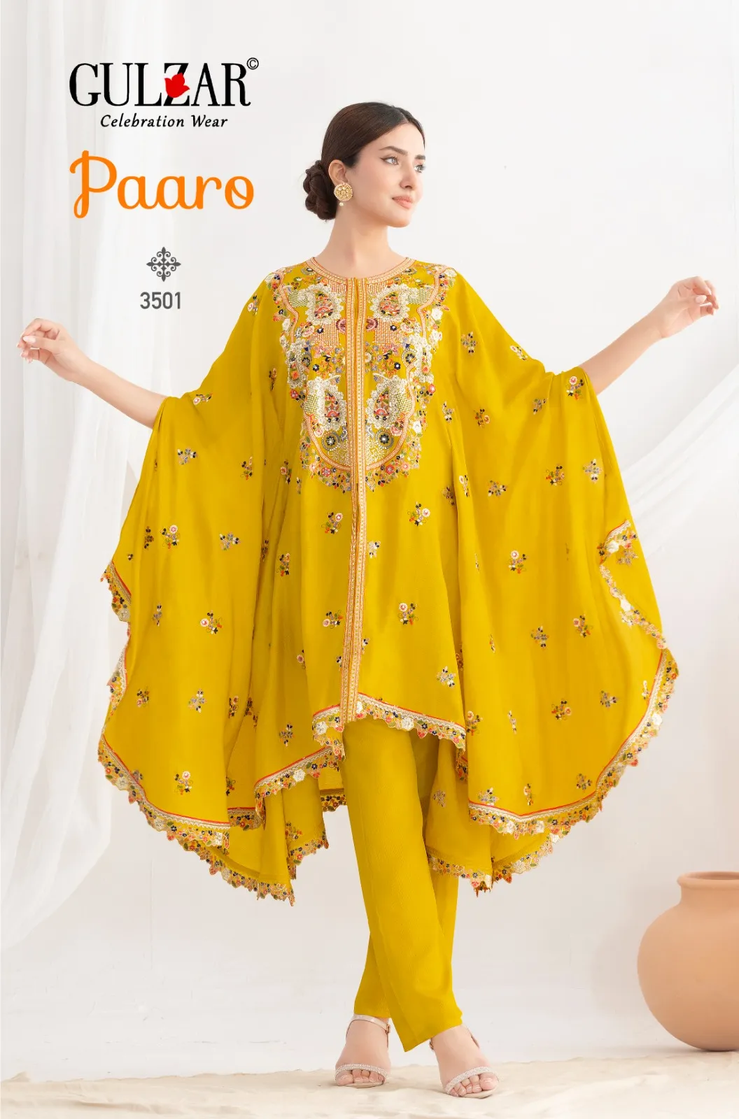 Gulzar Paaro Elegant Chinon Embroidery Wholesale Designer Kaftan Collection
