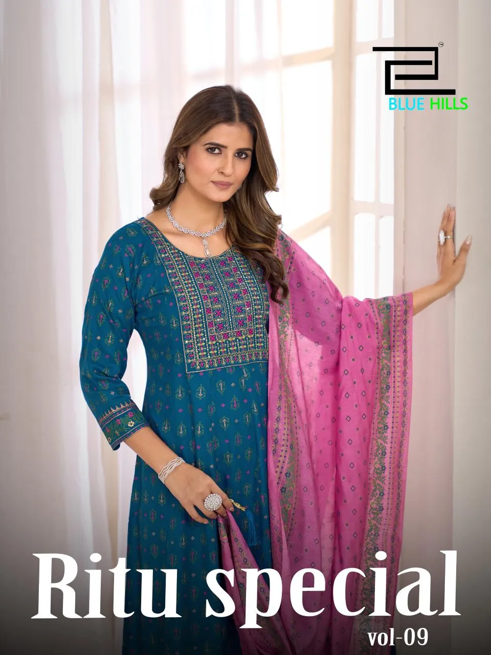 Blue Hills Ritu Special Vol 9 Rayon 14kg Wholesale Gown with Dupatta Collection