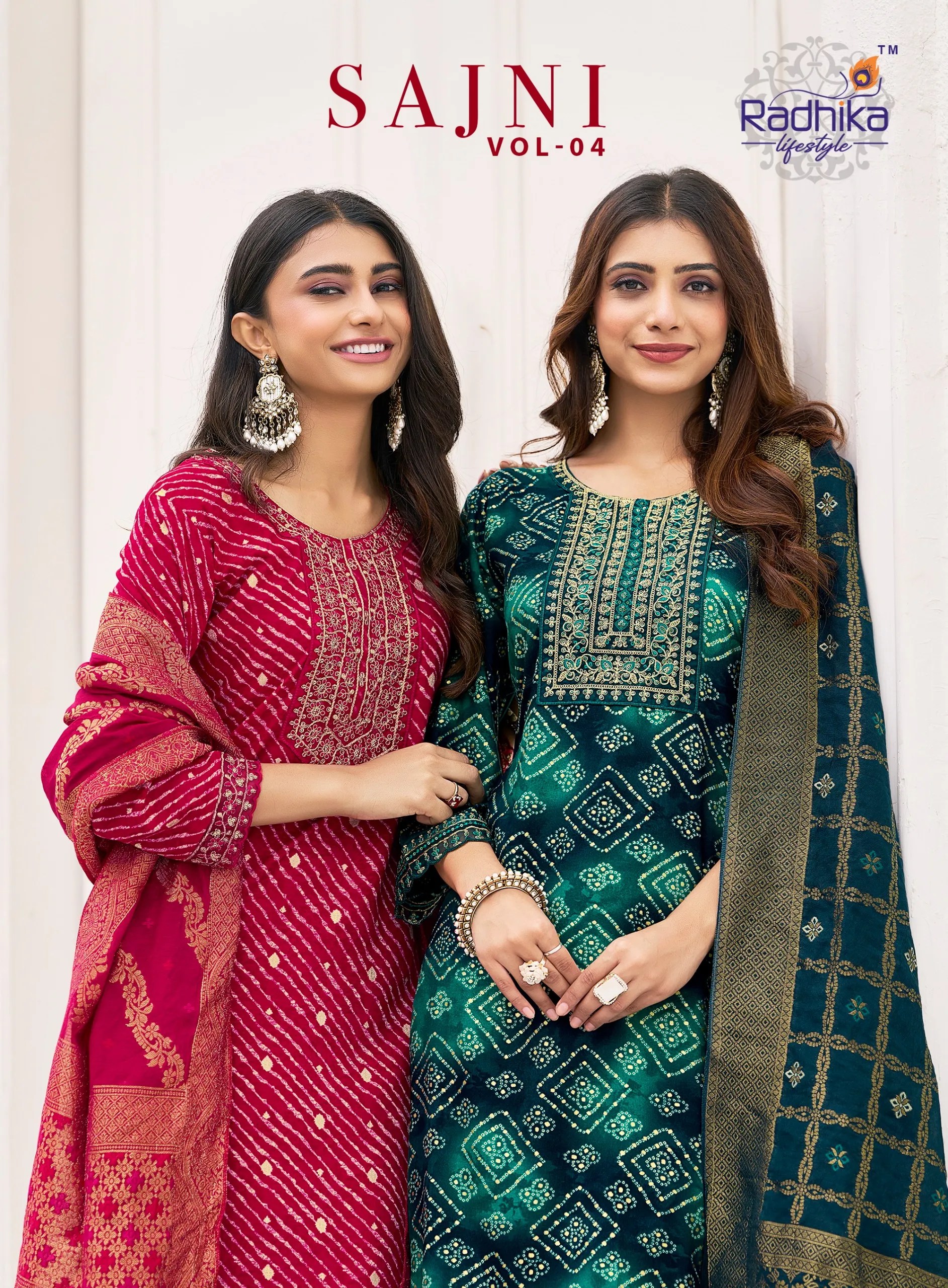 Radhika Sajni Vol 4 Rayon Print Embroidery Work Wholesale Kurti Pant and Dupatta Collection