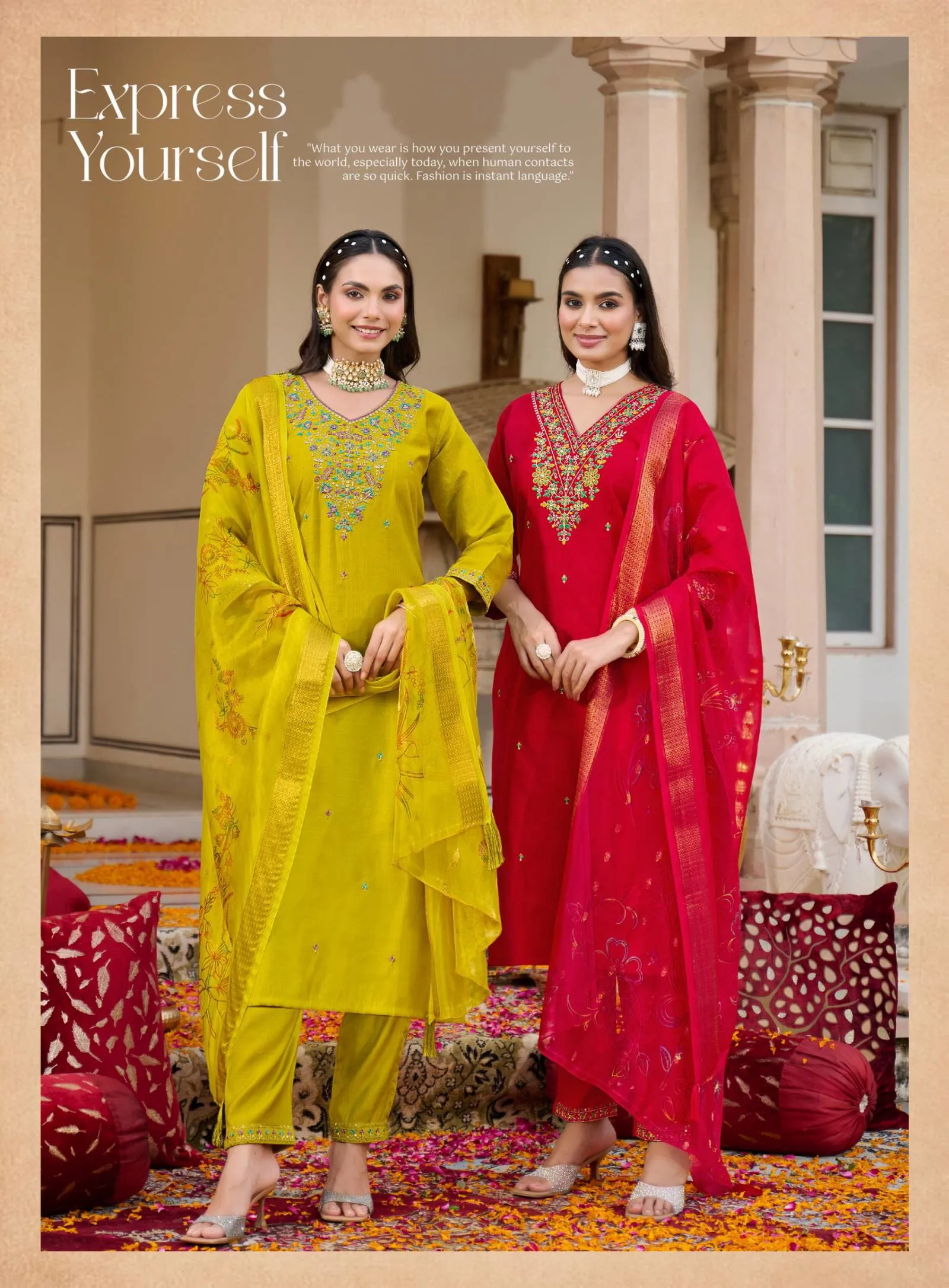 Radhika Suhani Vol 2 Vertican Silk Embroidery Work Wholesale Kurti Pant and Dupatta Collection