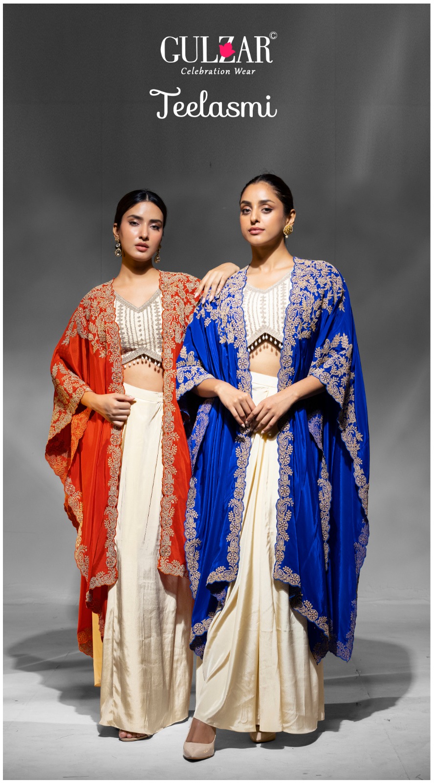 Gulzar Teelasmi Premium Crepe Embroidered Wholesale Indo Westerns Collection