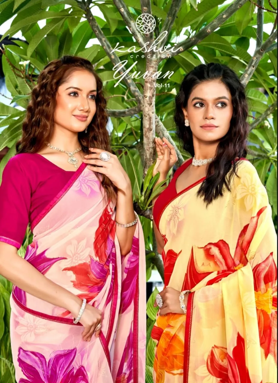 Kashvi Creation Yuvan Vol 11 Georgette Wholesale Sarees Collection
