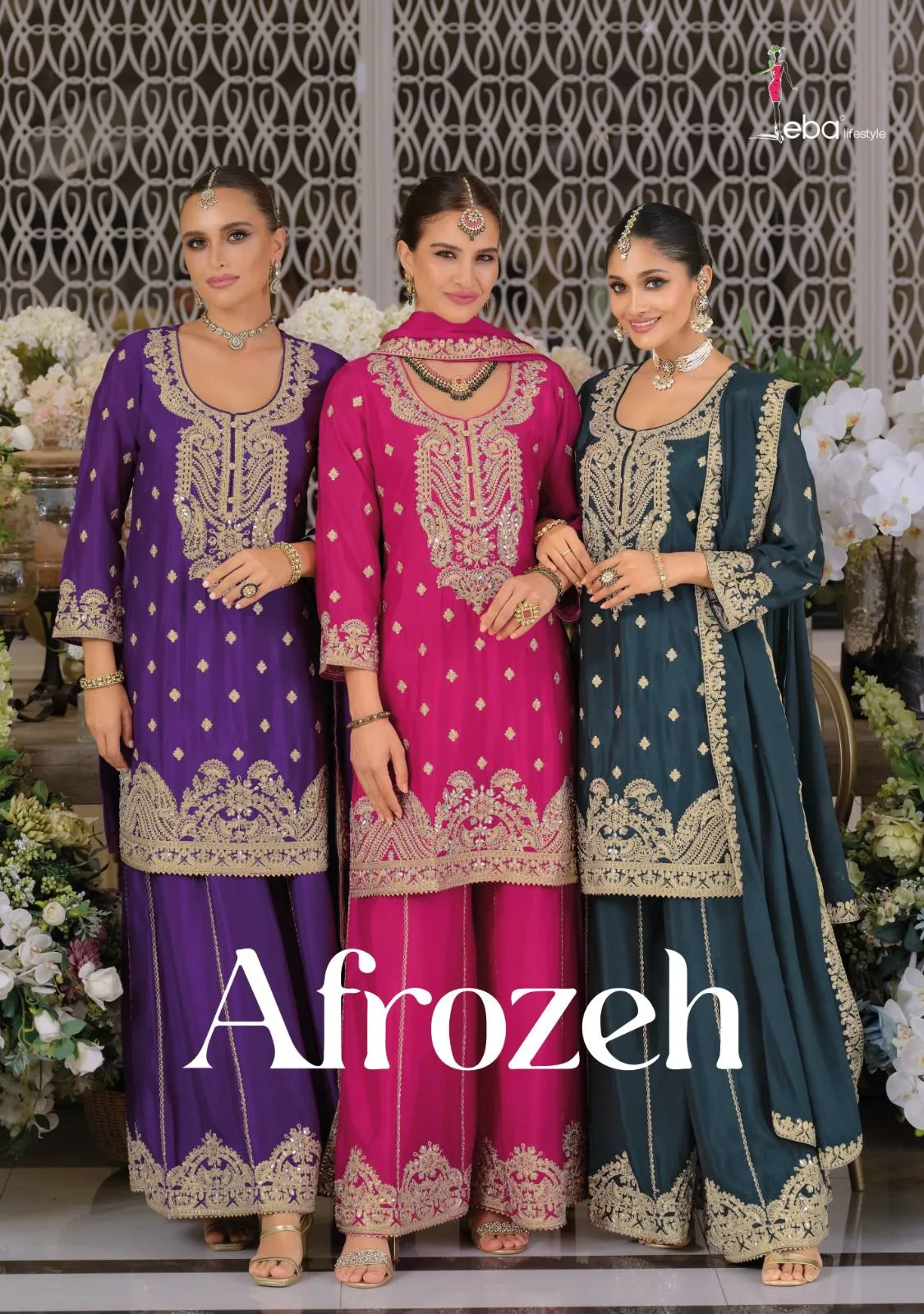 Eba Lifestyle Afrozeh Heavy Chinon Wholesale Designer Party Wear Suit Collection