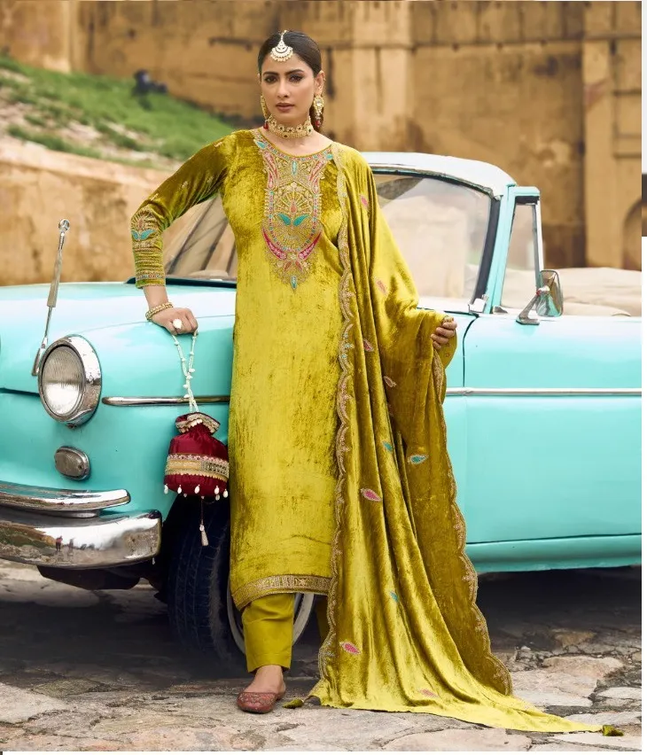 Four Dots Zureen Makhmal Viscose Makhmal Velvet Wholesale Dress Material Collection