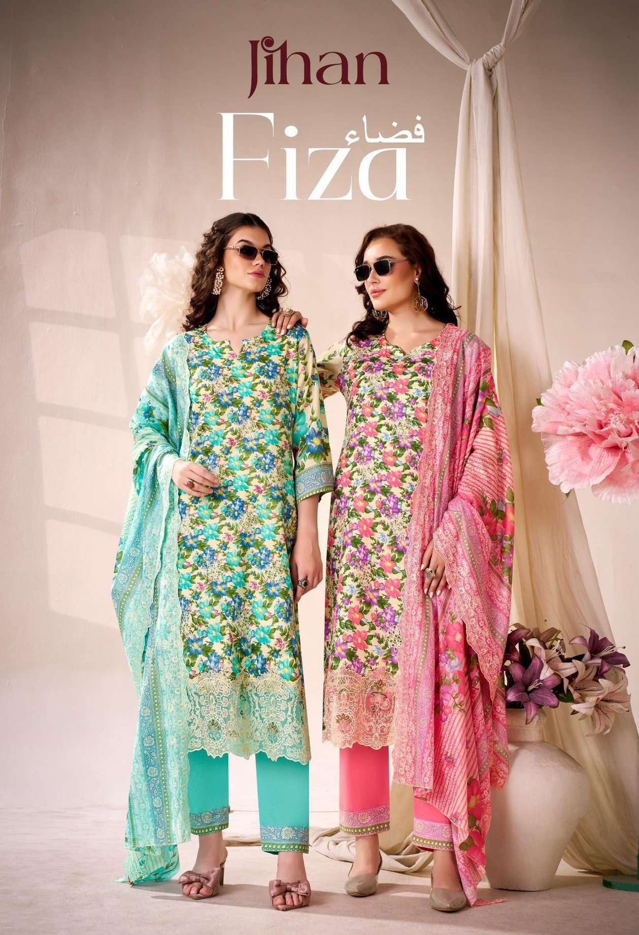 Jihan Fiza Cotton Embroidery Designer Work Wholesale Fancy Pakistani Suit Collection