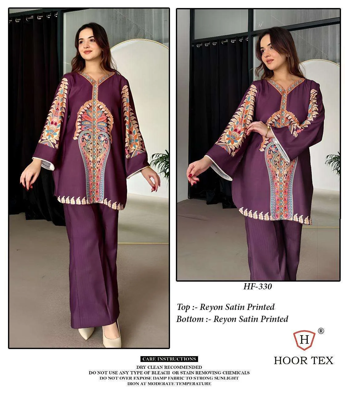 Hoor Tex Hf 327-336 Reyon Satin Printed Wholesale Co-Ord Sets Collection