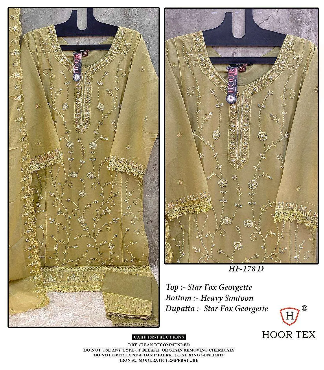 Hoor Tex Design No - HF 178 A-D Star Fox Georgette Wholesale Pakistani Readymade Suit Collection