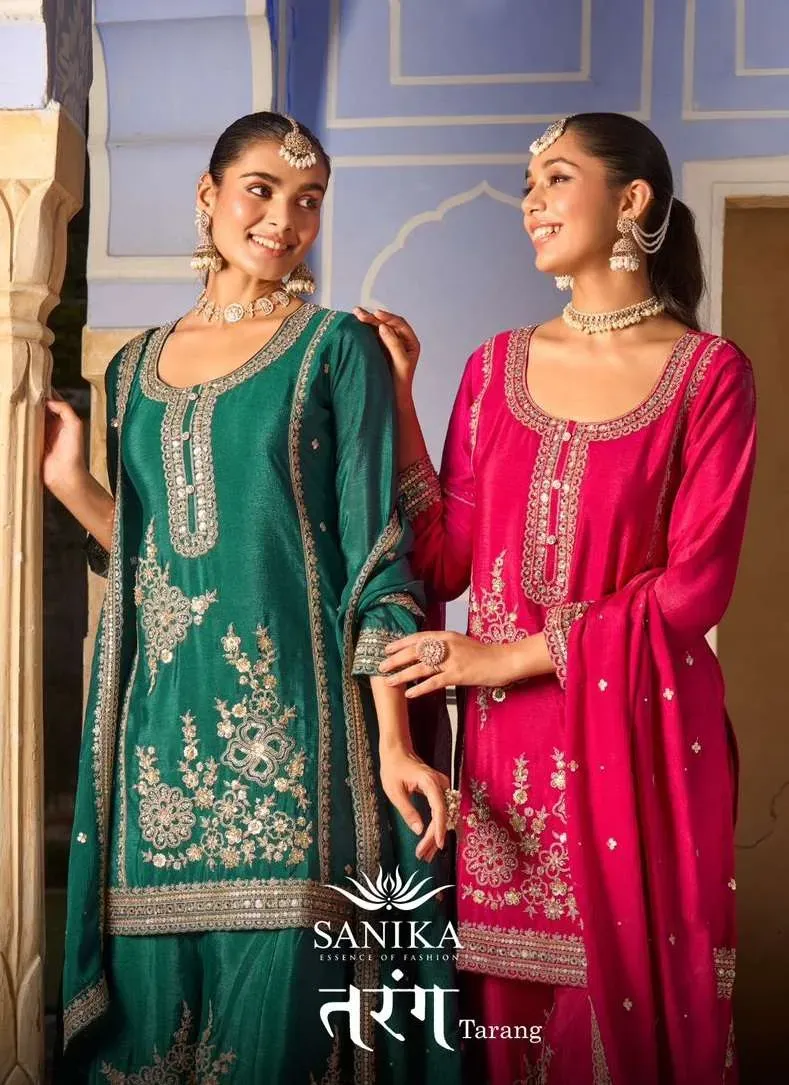 Sanika Fashion Tarang Chinon Silk Wholesale Designer Festive Wear Suit Collection