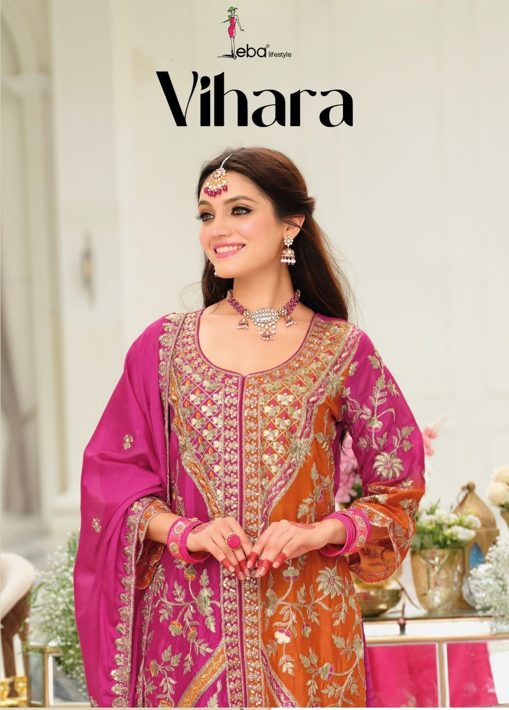 Eba Lifestyle Vibara Heavy Chinon Wholesale Designer Readymade Suit Collection