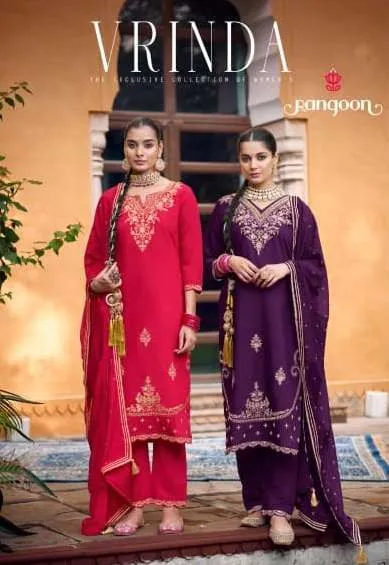 Rangoon Vrinda Fancy Silk Embroidery Wholesale Readymade Suit Collection