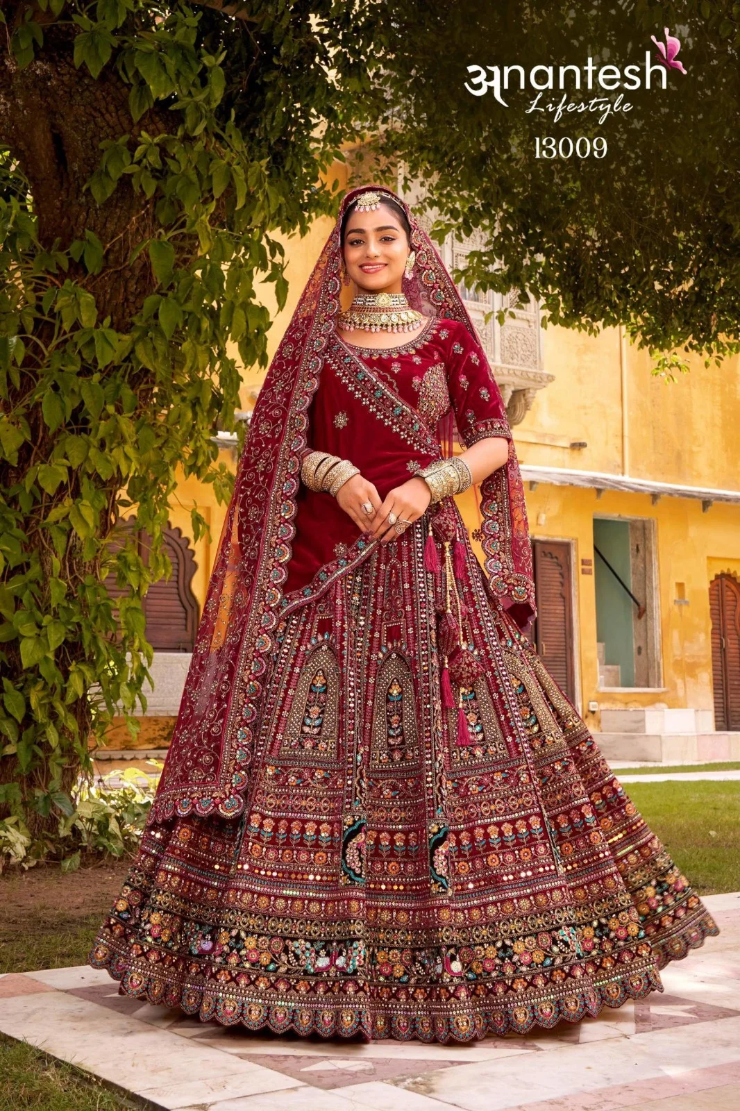 Anantesh Wedding Bride Vol 3 D NO: - 13009 Premium Velvet Wholesale Designer Bridal Lehenga Choli Collection