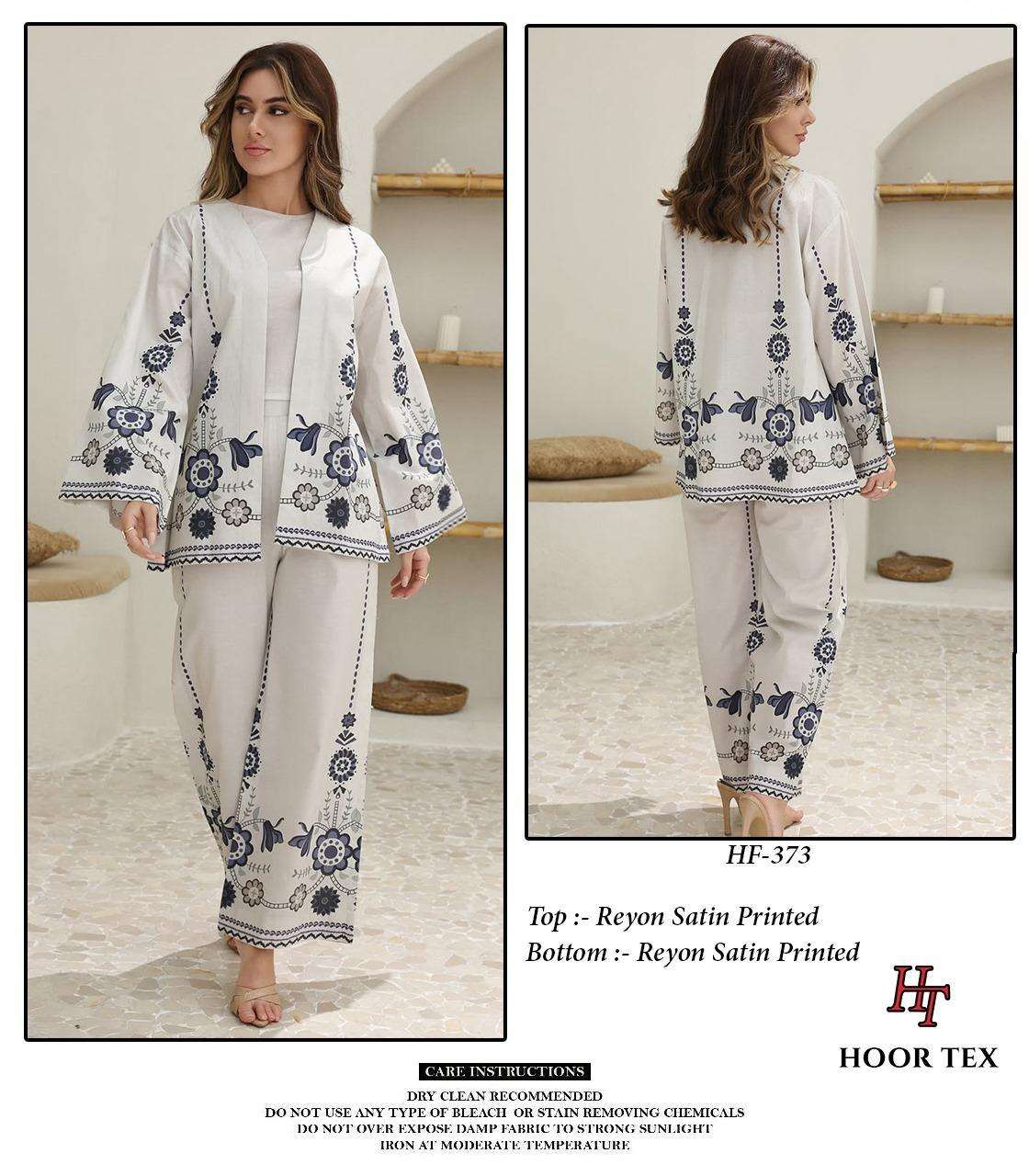Hoor Tex Design No-356-373 Rayon Satin Printed Wholesale Pakistani Co-Ord Sets Collection
