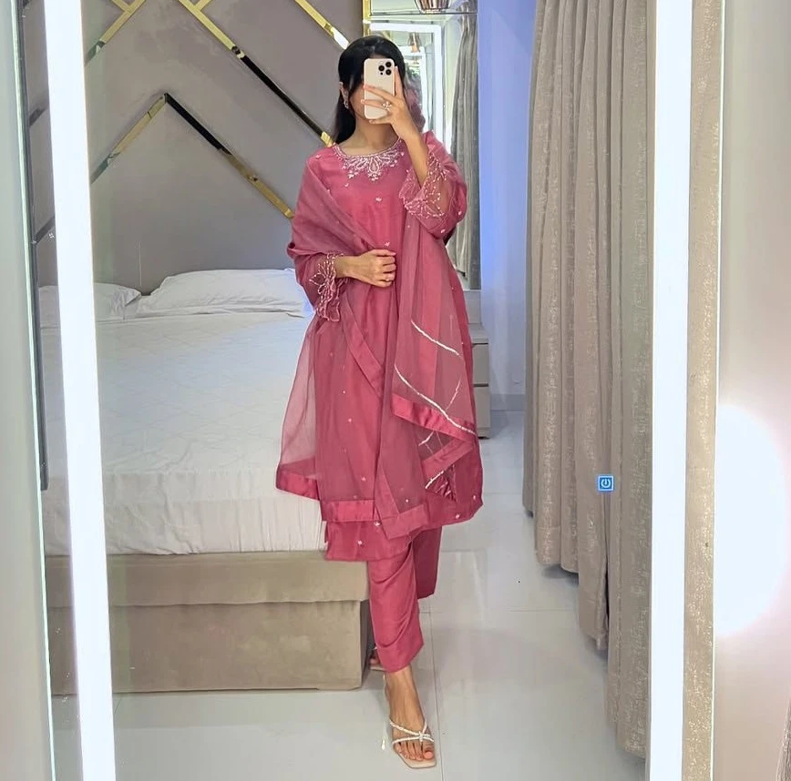 Rama Export LG-1953-A Moss Satin Organza Wholesale Readymade Suit Collection