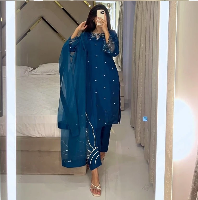 Rama Export LG-1953-B Moss Satin Organza Wholesale Readymade Suit Collection