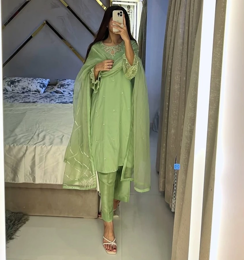 Rama Export LG-1953-C Moss Satin Organza Wholesale Readymade Suit Collection