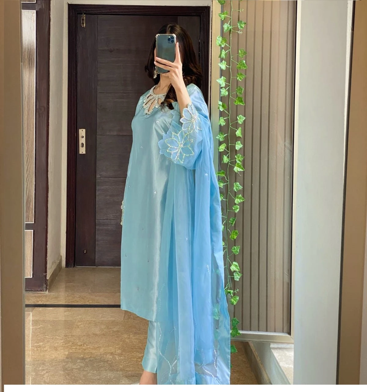 Rama Export LG-1953-D Moss Satin Organza Wholesale Readymade Suit Collection