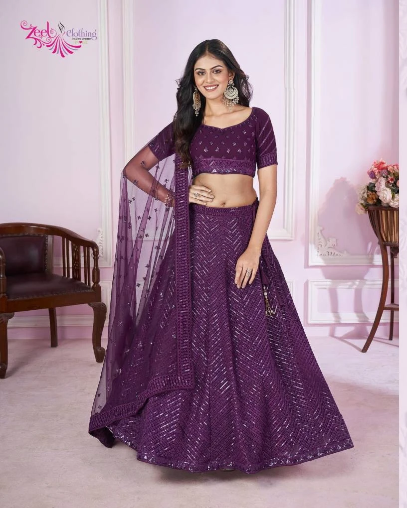 Zeel Vamika Georgette Thread Zari Embroidered Work Wholesale Lehenga Choli Collection