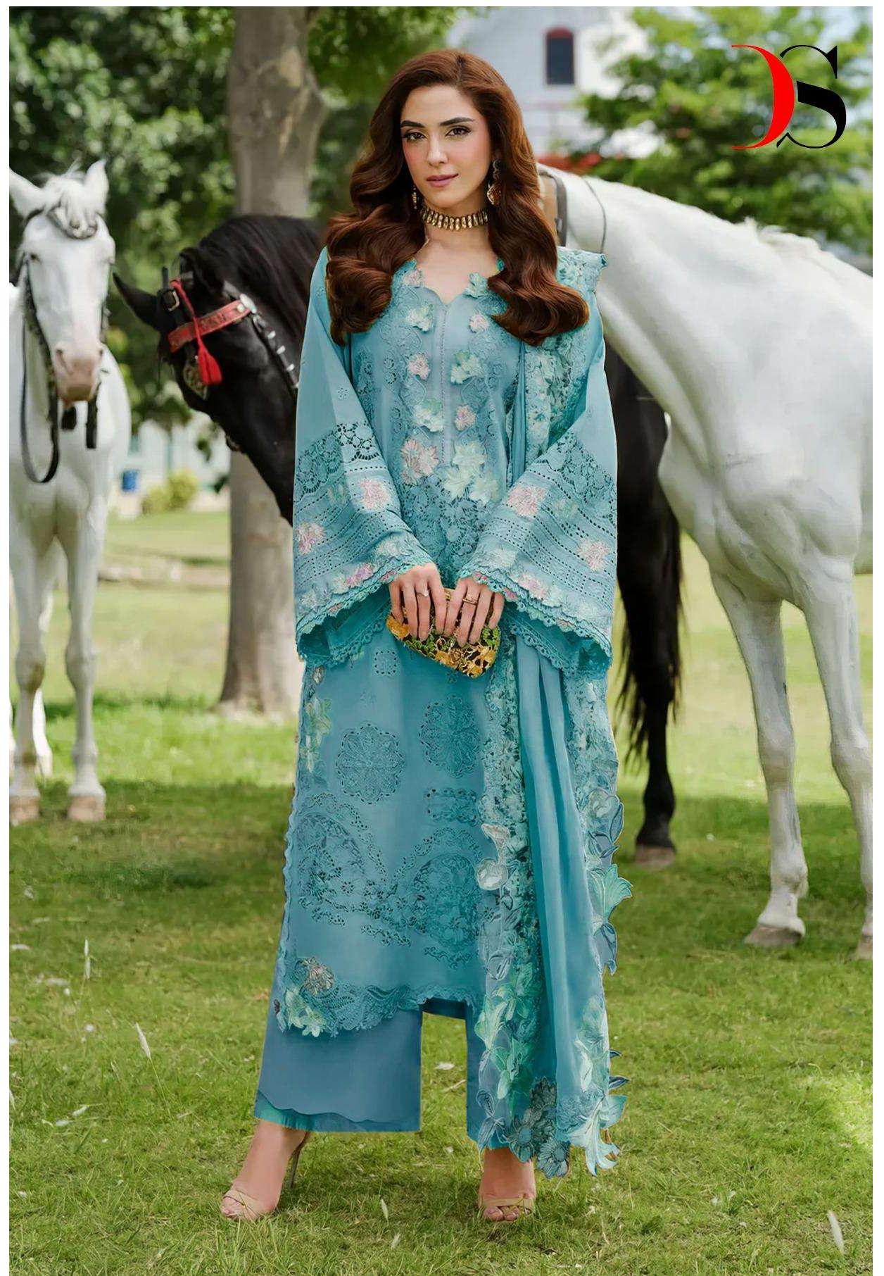Deepsy Suits Elaf Luxury Lawn 25 Hit Designs D No 1296 Pure Cotton Wholesale Pakistani Suit Collection