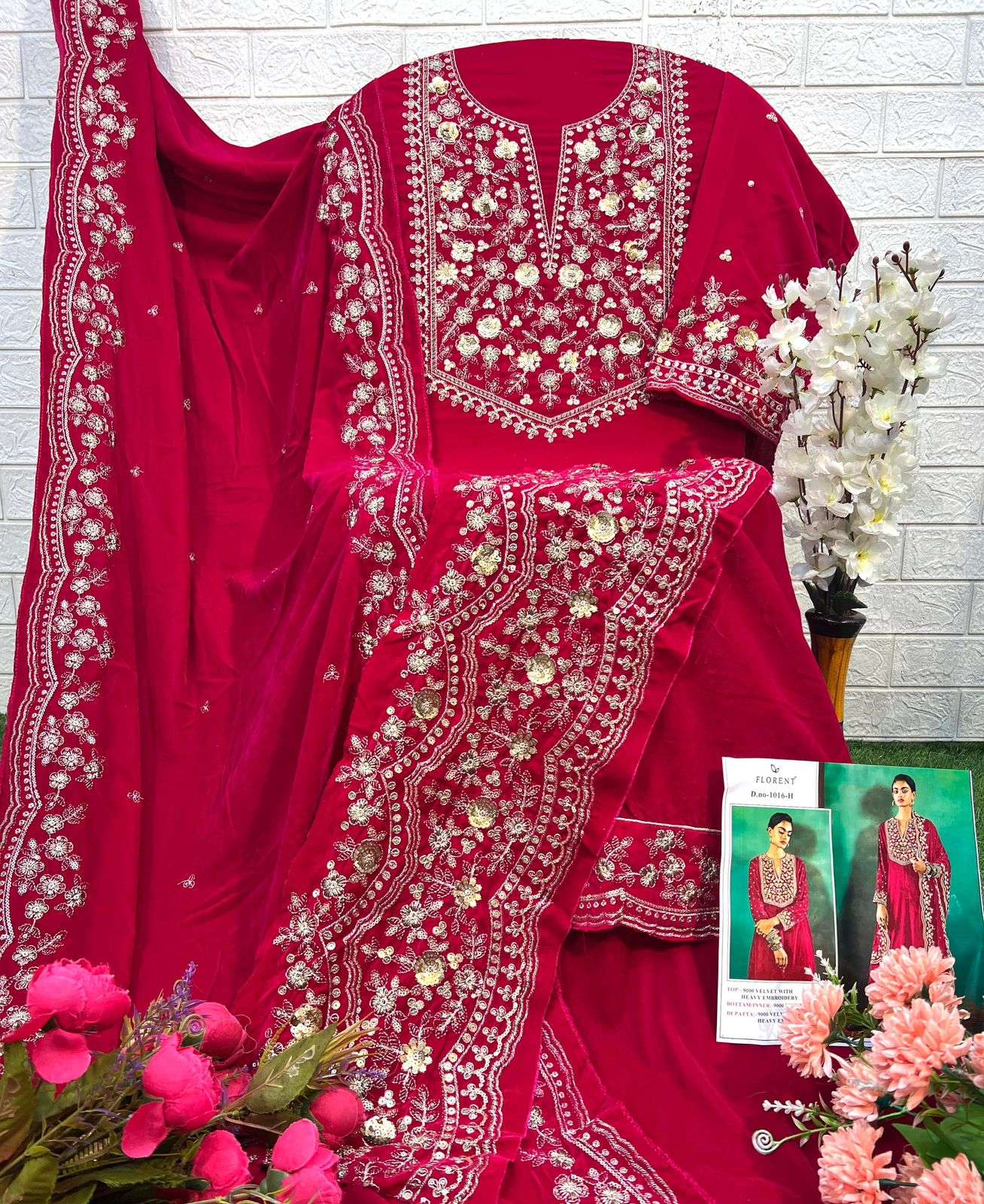 Florent Tm Design No-1016 Efghi Velvet Wholesale Pakistani Winter Suit Collection