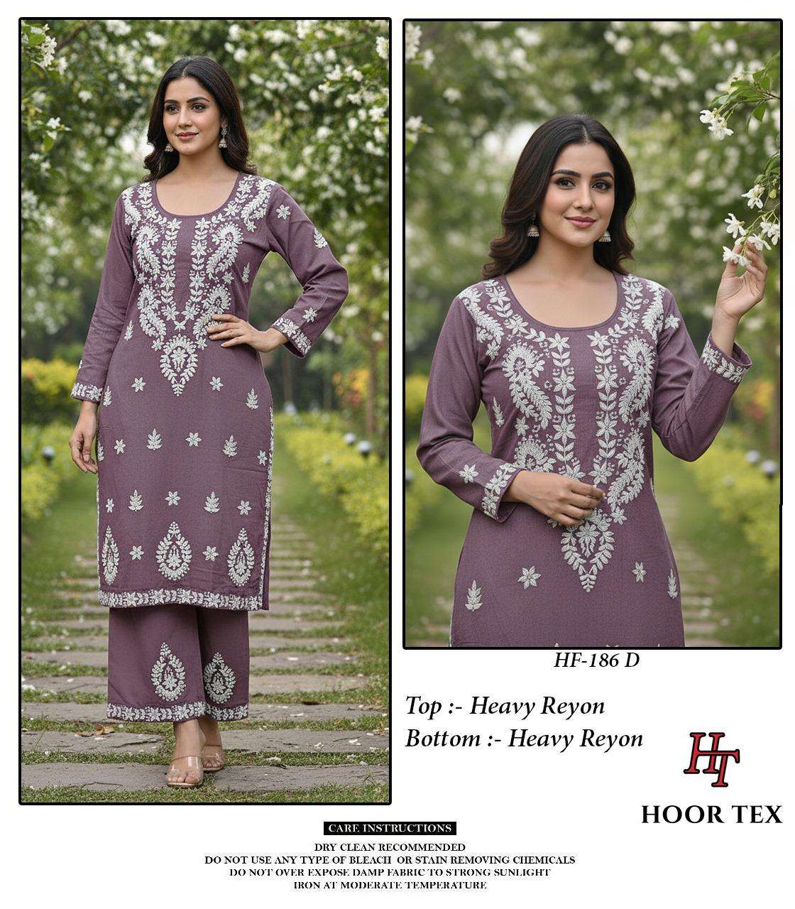 Hoor Tex Design No-186 A-D Heavy Rayon Wholesale Pakistani Kurti with Pant Collection