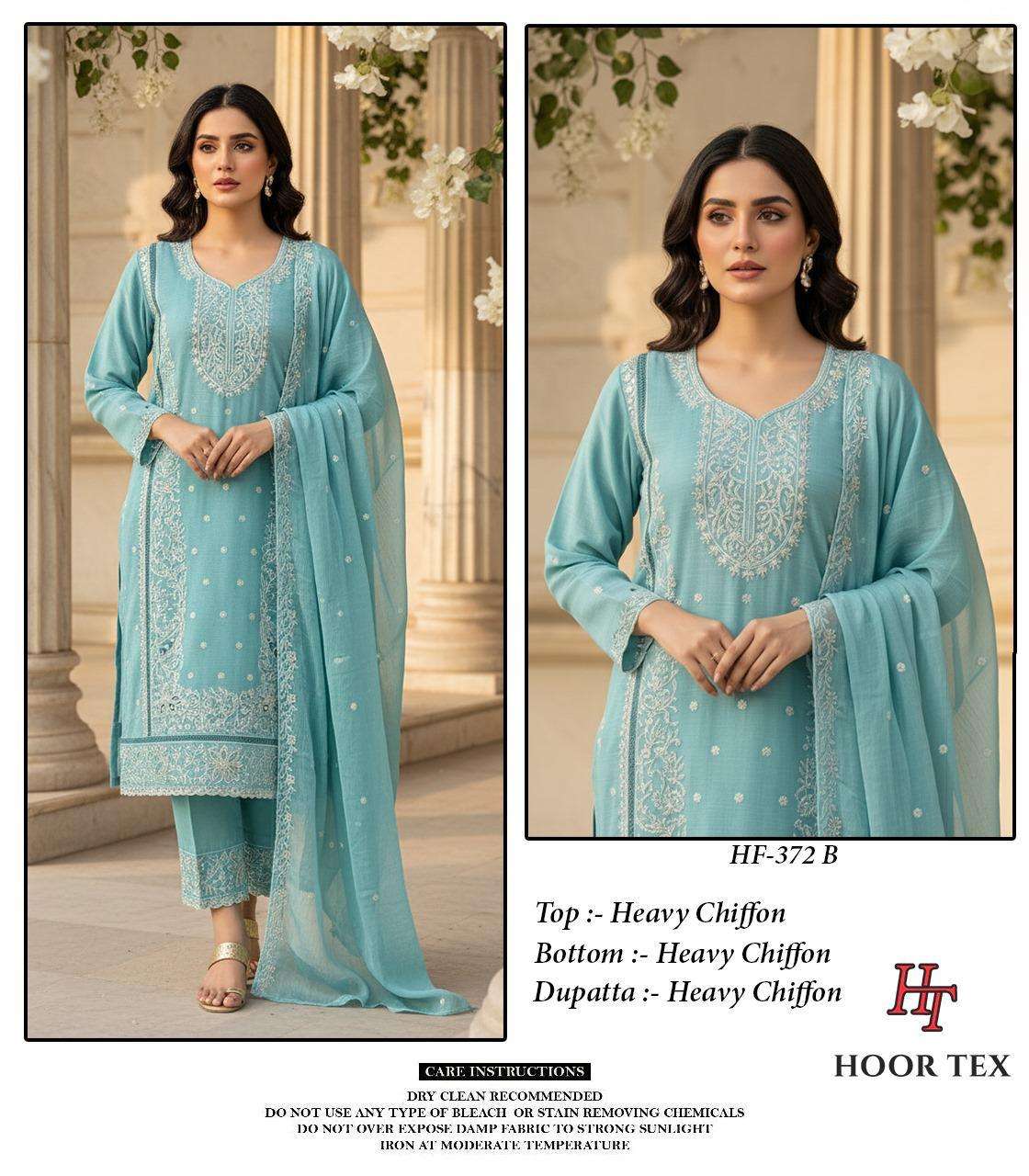 Hoor Tex Design No - 372 A-D Chiffon Wholesale Pakistani Readymade Suit Collection