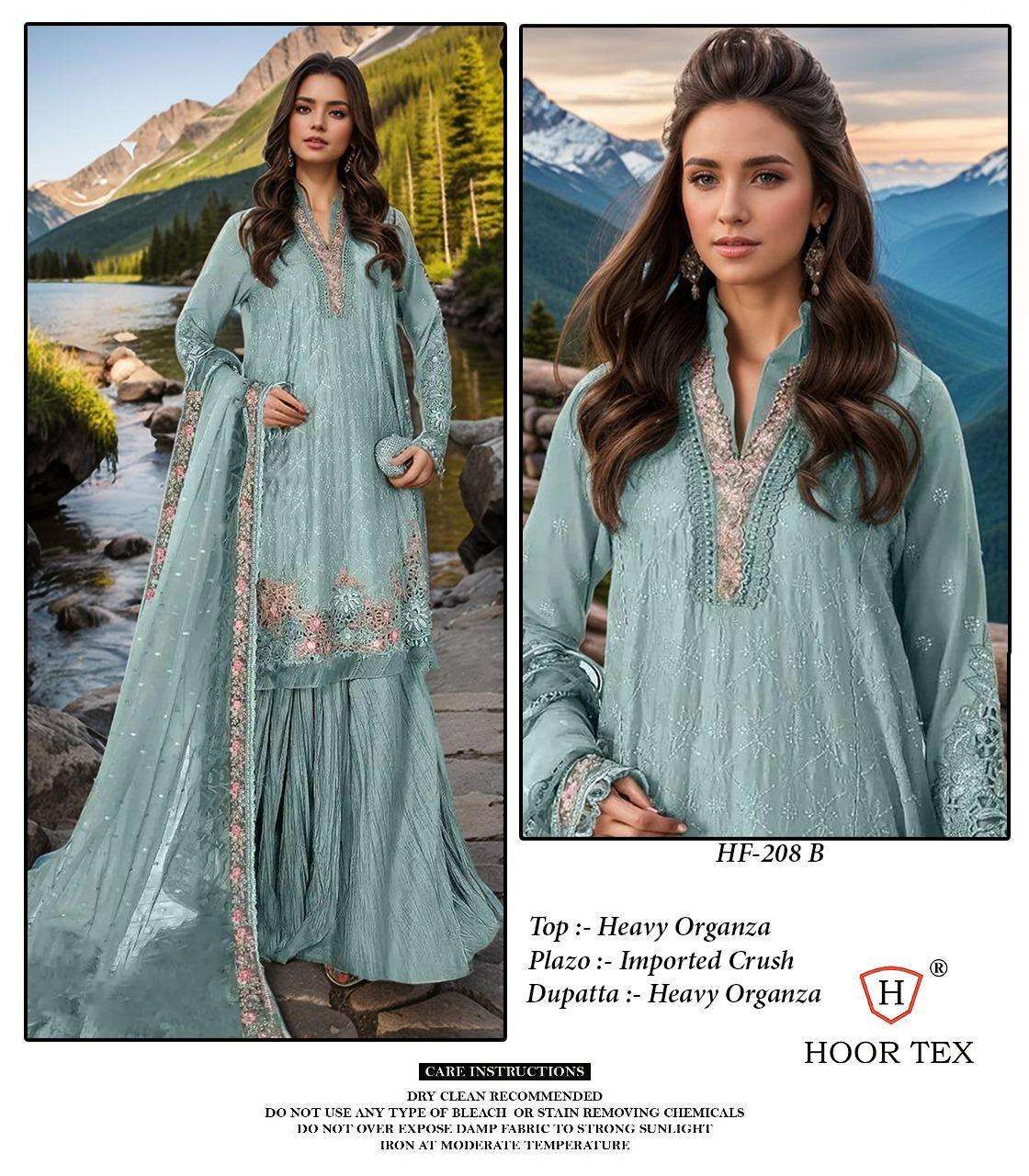 Hoor Tex Design No - Hf 208 A-C Organza Wholesale Pakistani Readymade Suit Collection