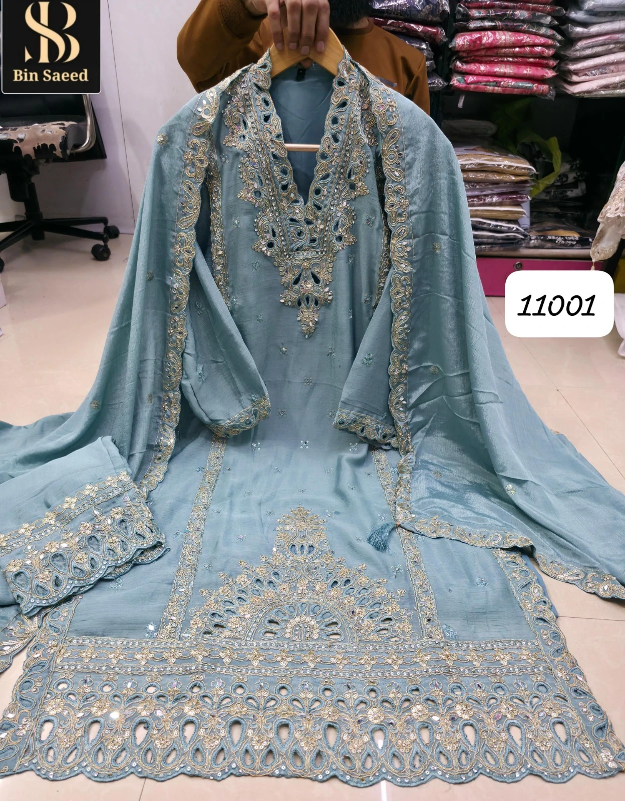 BIN SAEED 11001 Chinon Wholesale Readymade Pakistani Suit Collection