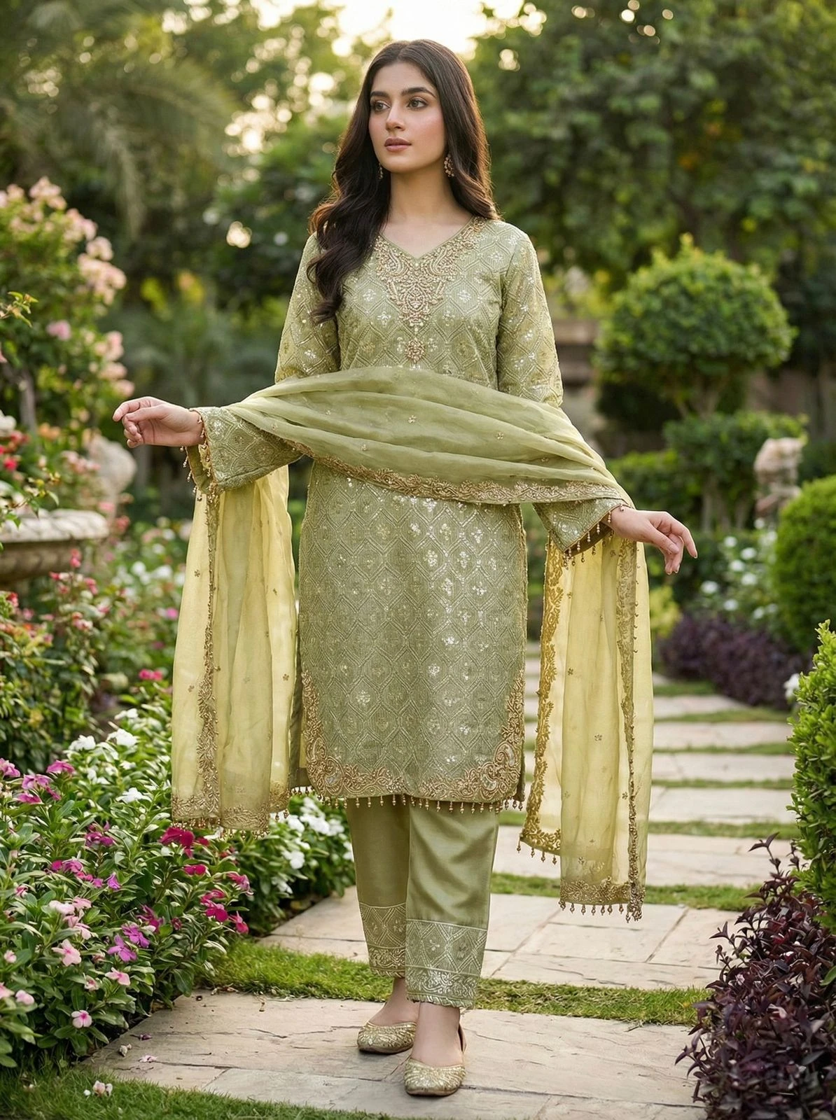 Rama Export Code-3158 Pure GMY SILK Wholesale Readymade Pakistani Suit Collection