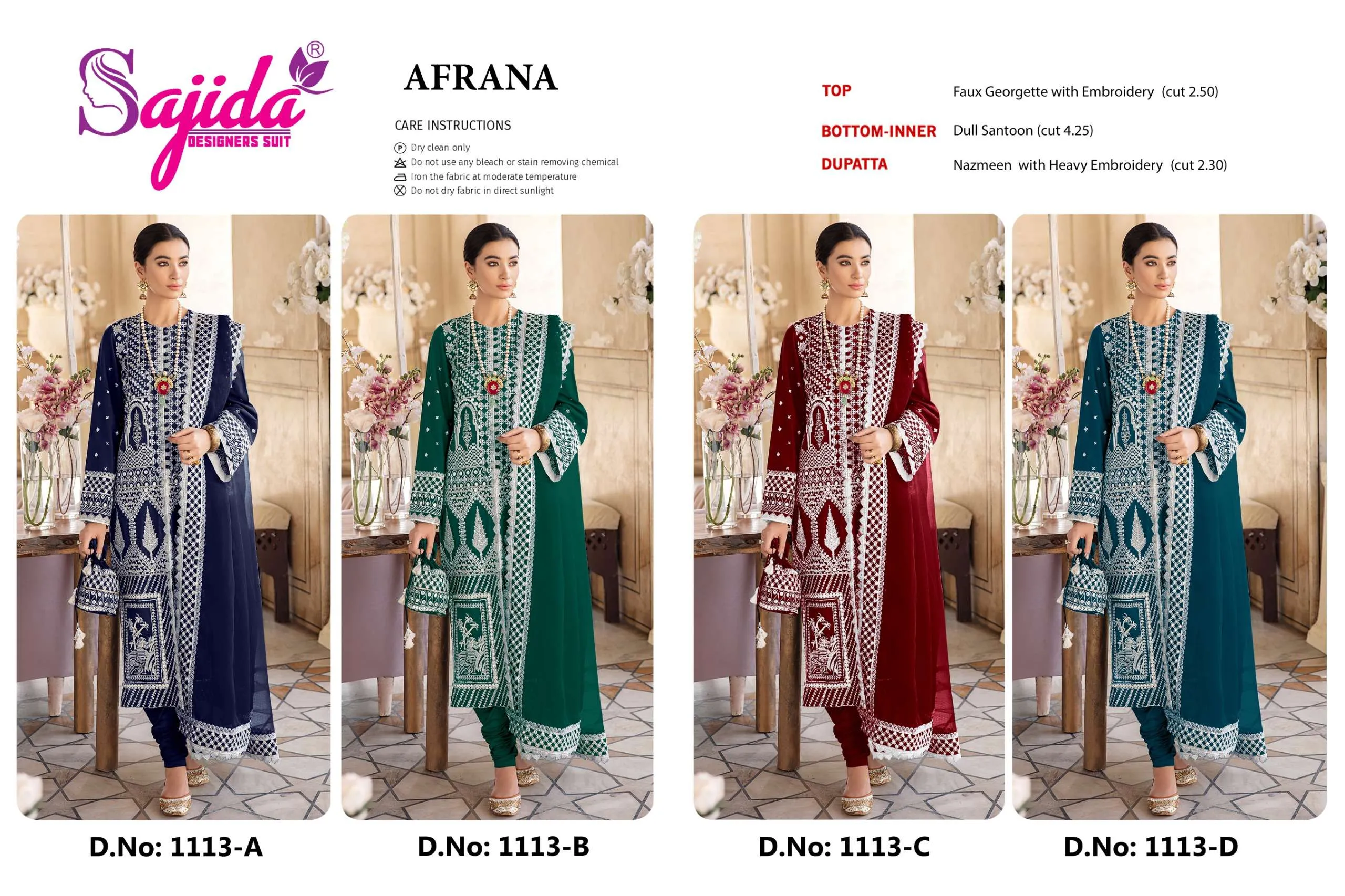 Sajida Designer Design No - 1113 Abcde