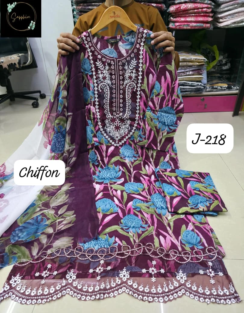 Sapphire Jasmin Vol-218 Pure Lawn Cotton Wholesale Readymade Pakistani Suit Collection