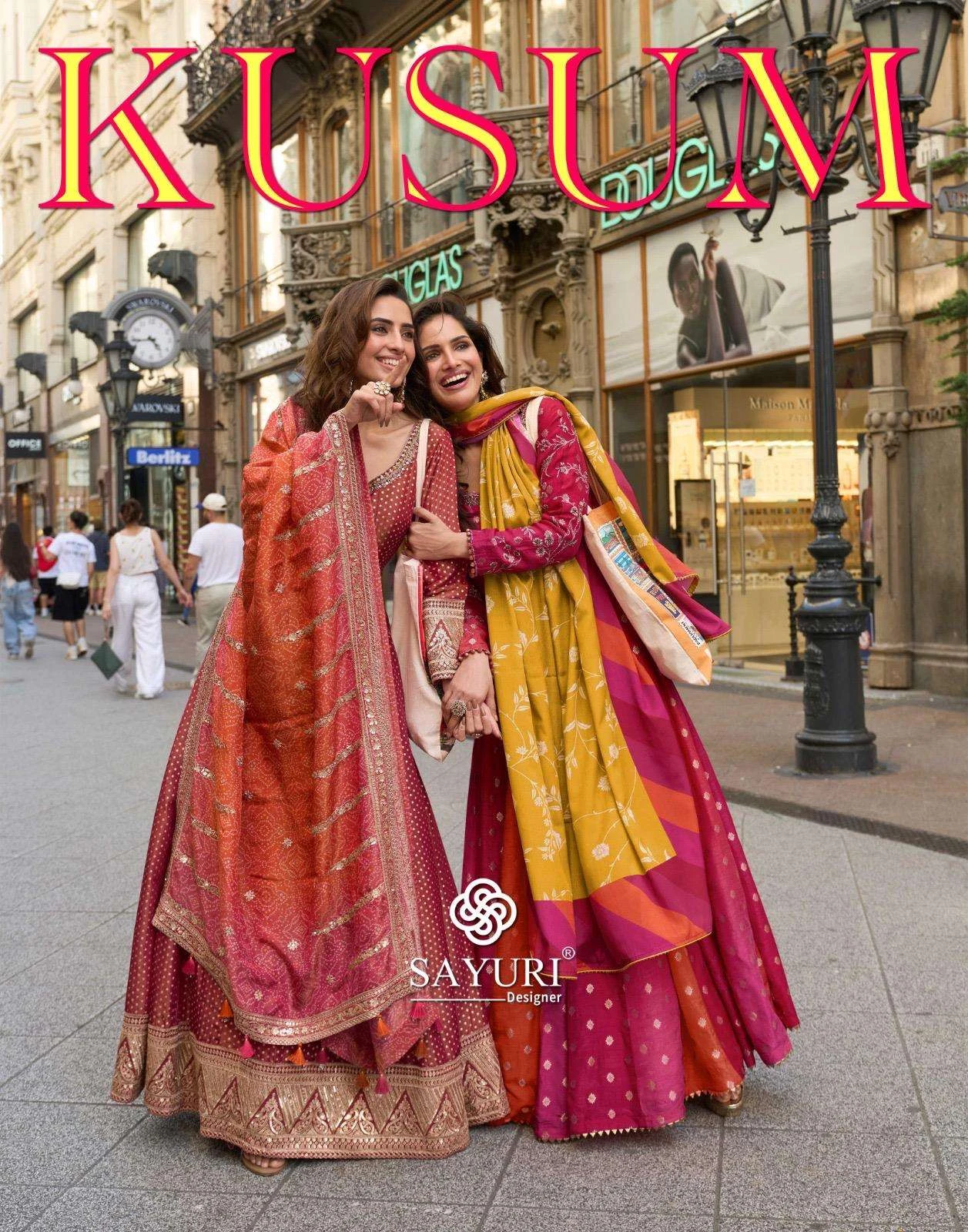 Sayuri Kusum Designer Viscose Jacquard Silk Wholesale Gown with Dupatta Collection