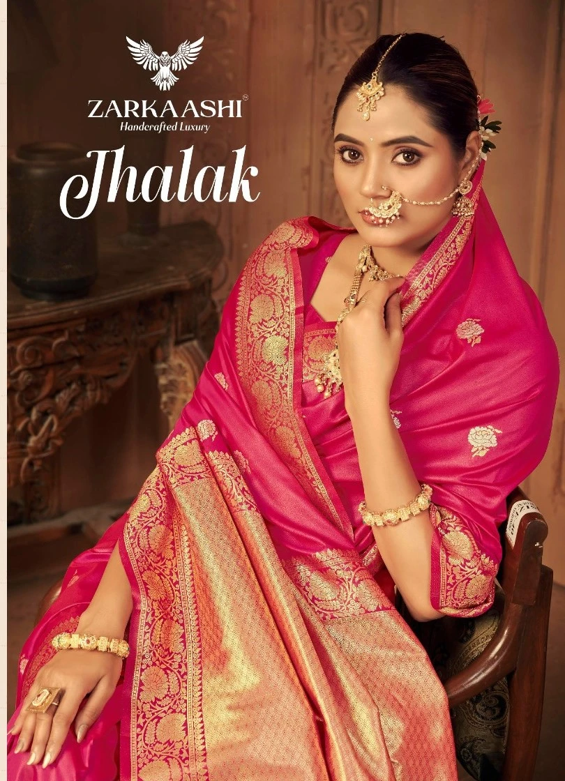 Zarkaashi Jhalak Katan Silk Festival Wear Saree Collection