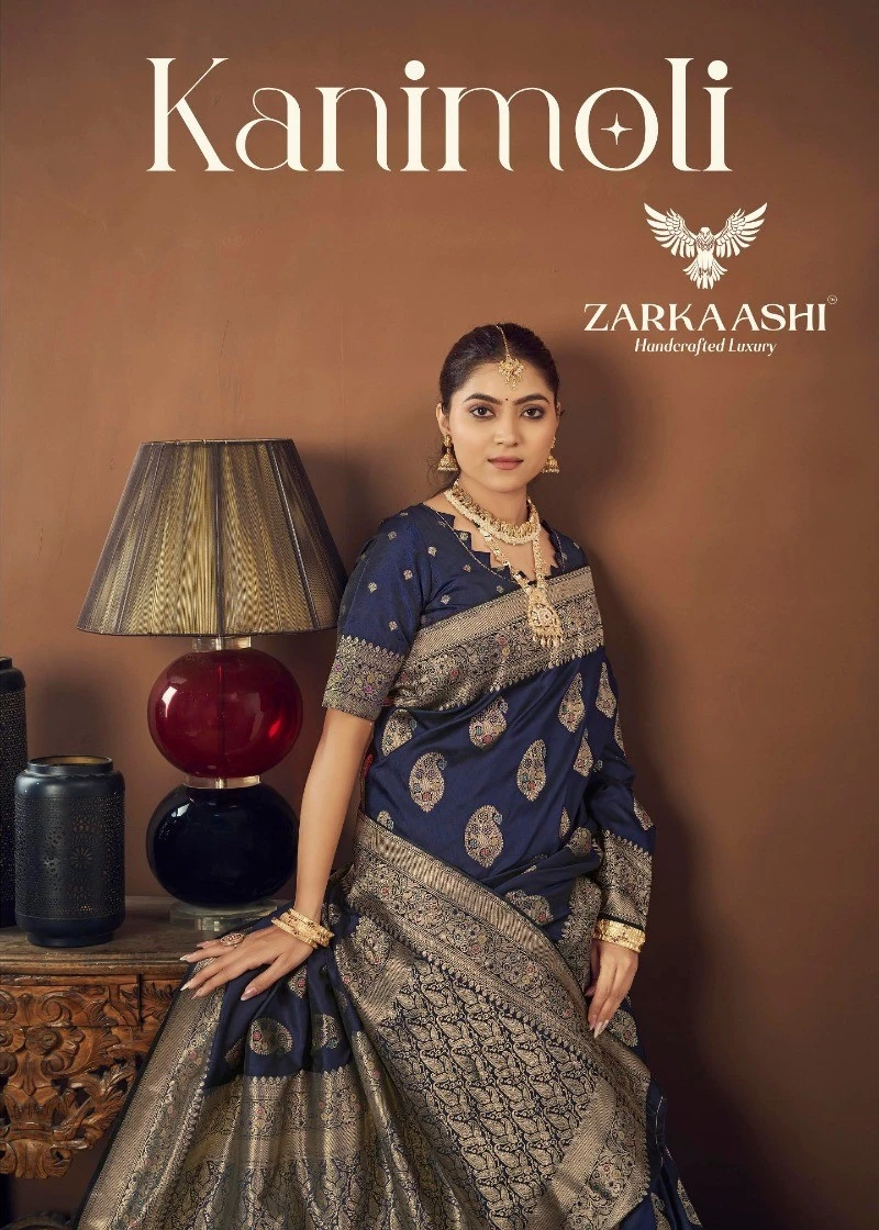 Zarkaashi Kanimoli Banarasi Katan Festival Wear Saree Collection