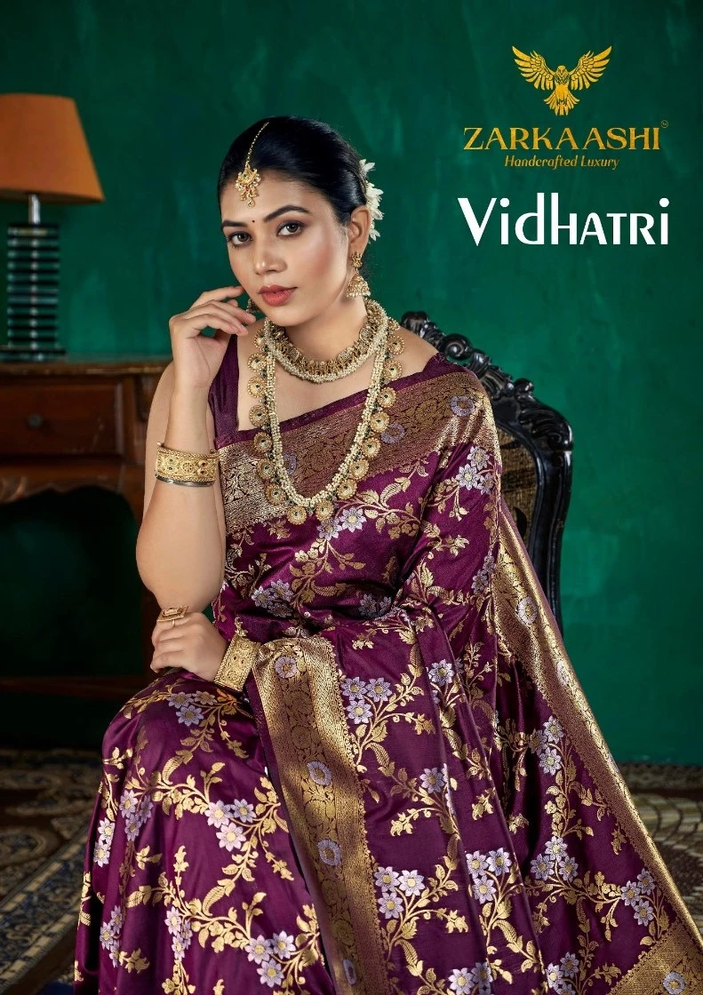 Zarkaashi Vidhatri Katan Silk Festival Wear Saree Collection